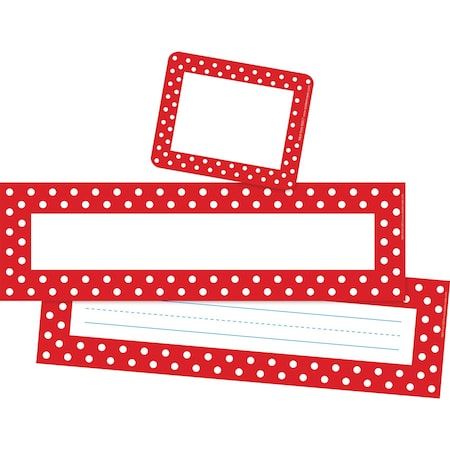 Barker Creek Red & White Dot Name tag & Name Plate Set, 81/Set 3985